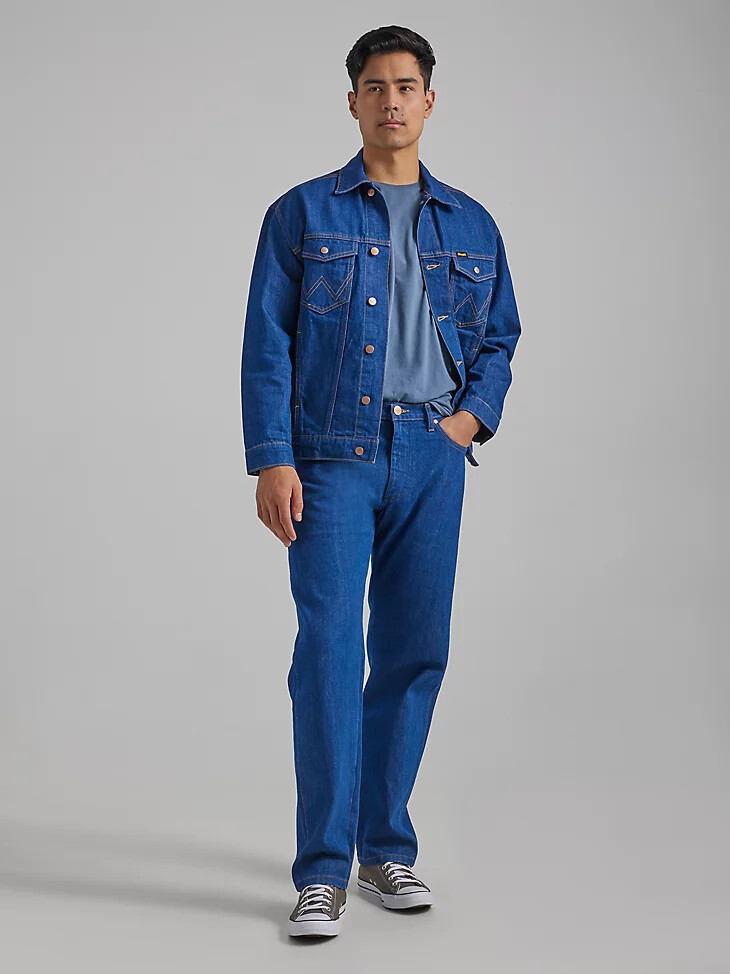vaqueros heritage frontier para hombre color azul wrangler