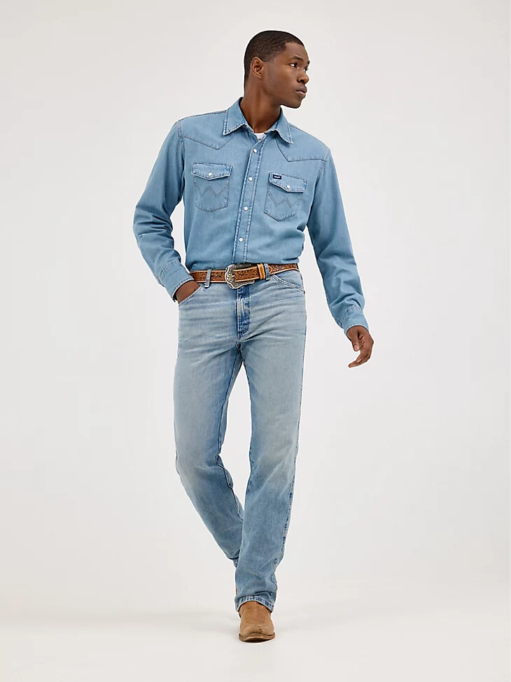 wrangler cowboy cut original fit vintage wash jean azul auténtico