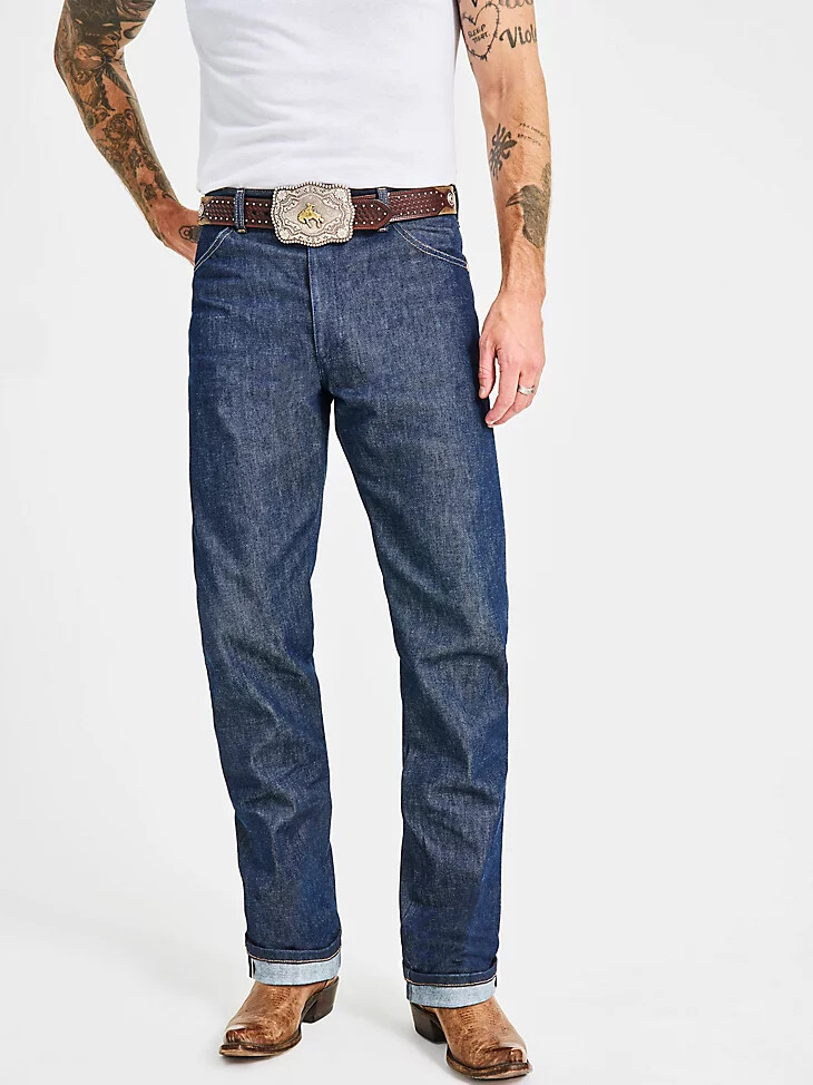 vaqueros elásticos con orillo de ajuste original wrangler cowboy cut color índigo crudo