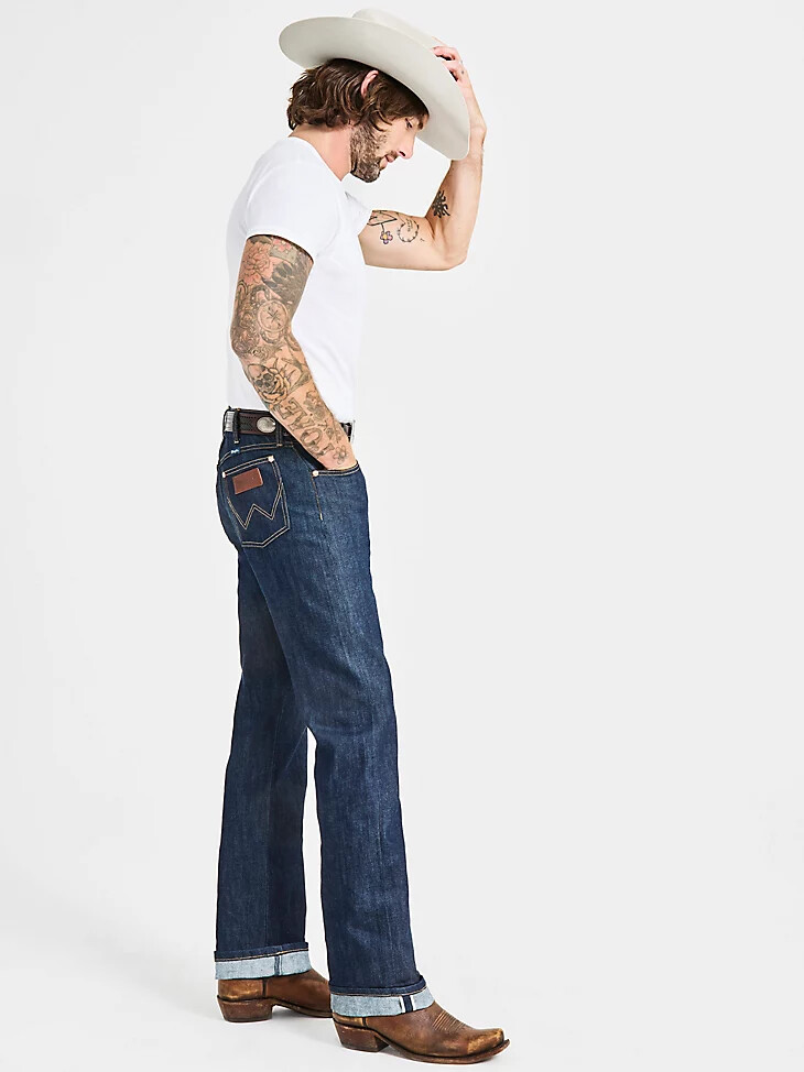 vaqueros elásticos con orillo de ajuste original wrangler cowboy cut color índigo crudo