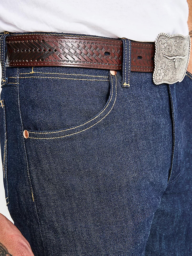 vaqueros elásticos con orillo de ajuste original wrangler cowboy cut color índigo crudo