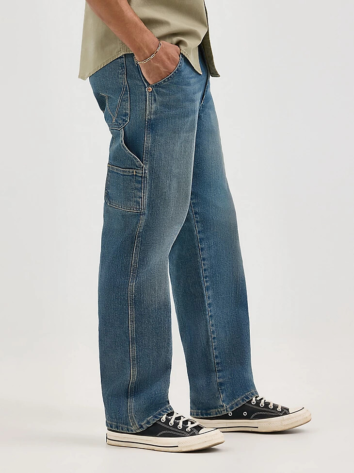 jean de carpintero para hombre azul descolorido