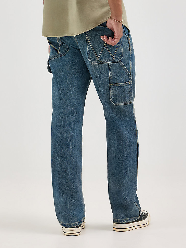 jean de carpintero para hombre azul descolorido