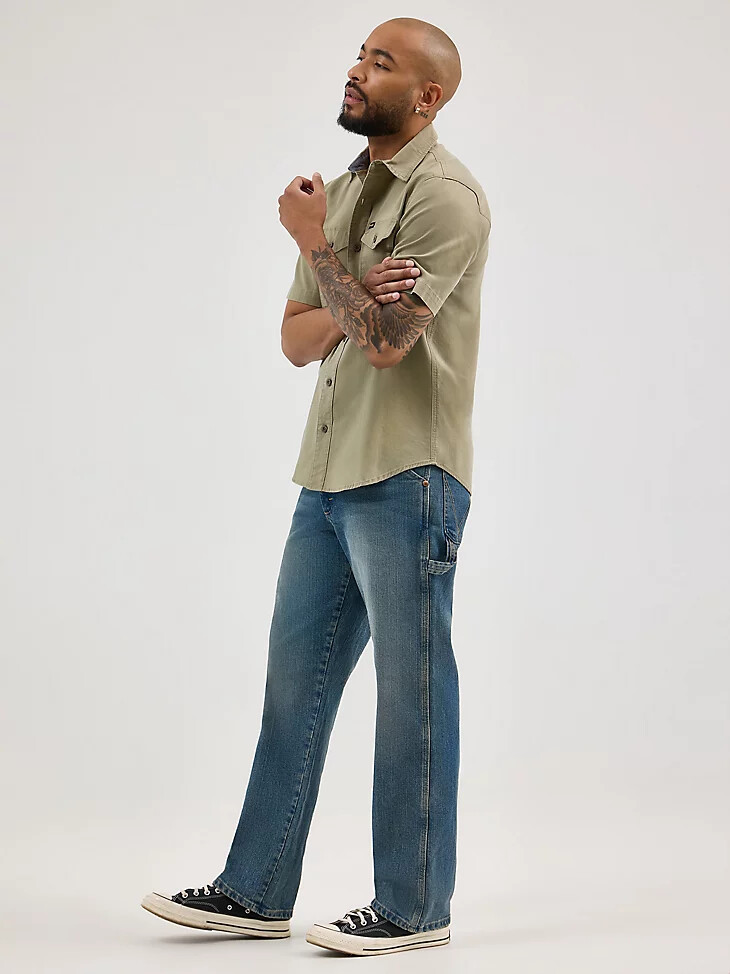 jean de carpintero para hombre azul descolorido