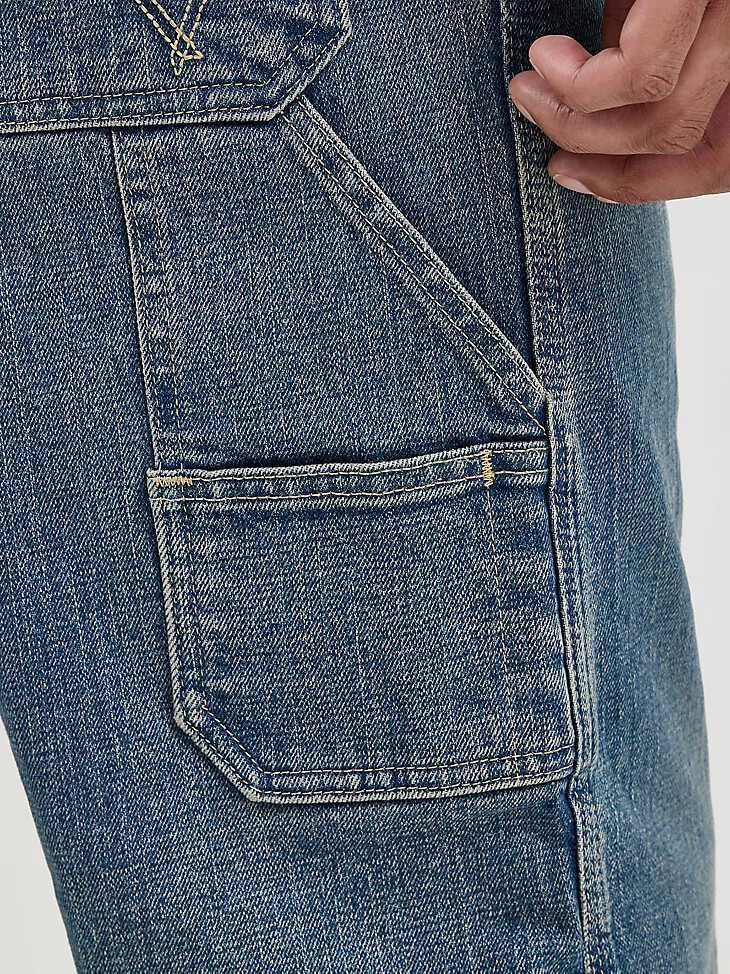 jean de carpintero para hombre azul descolorido