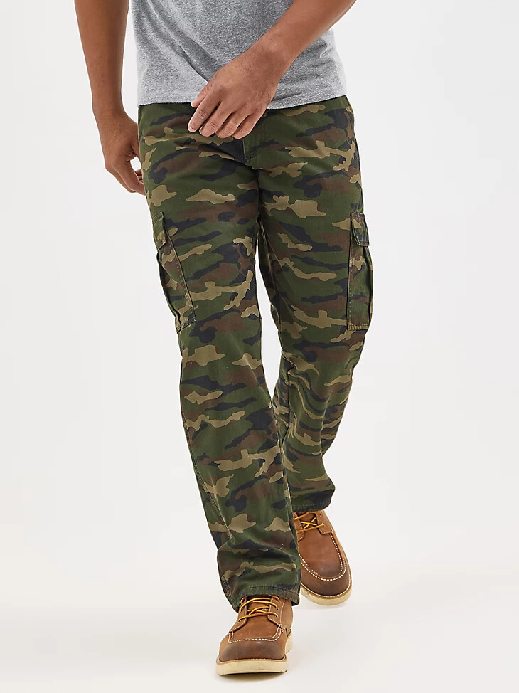pantalón cargo con forro polar para hombre camuflaje liso