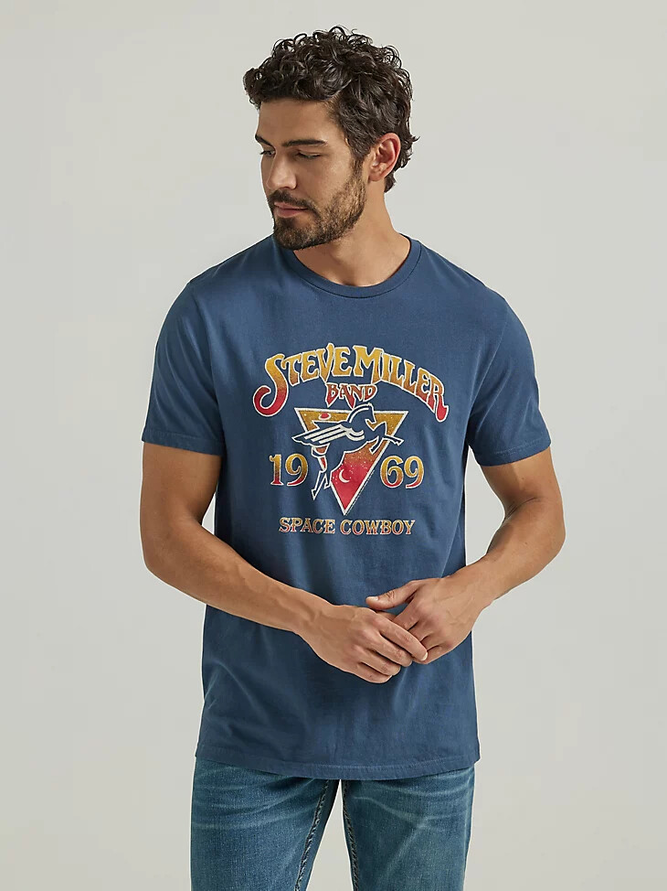 camiseta gráfica de steve miller band azul marino medianoche