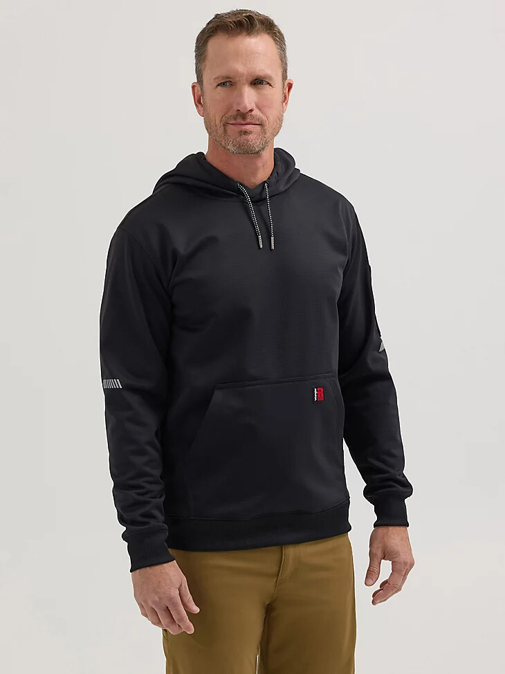 sudadera técnica con capucha wrangler riggs workwear en negro azabache
