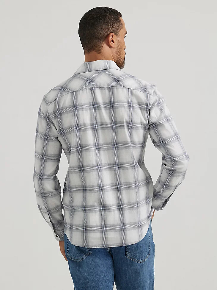 camisa vaquera lavada a cuadros para hombre azul perla