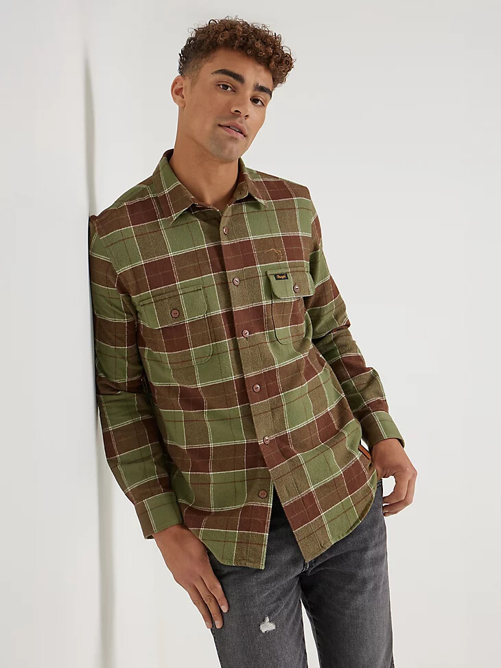 camisa de franela wrangler x buffalo trace para hombre color verde kentucky