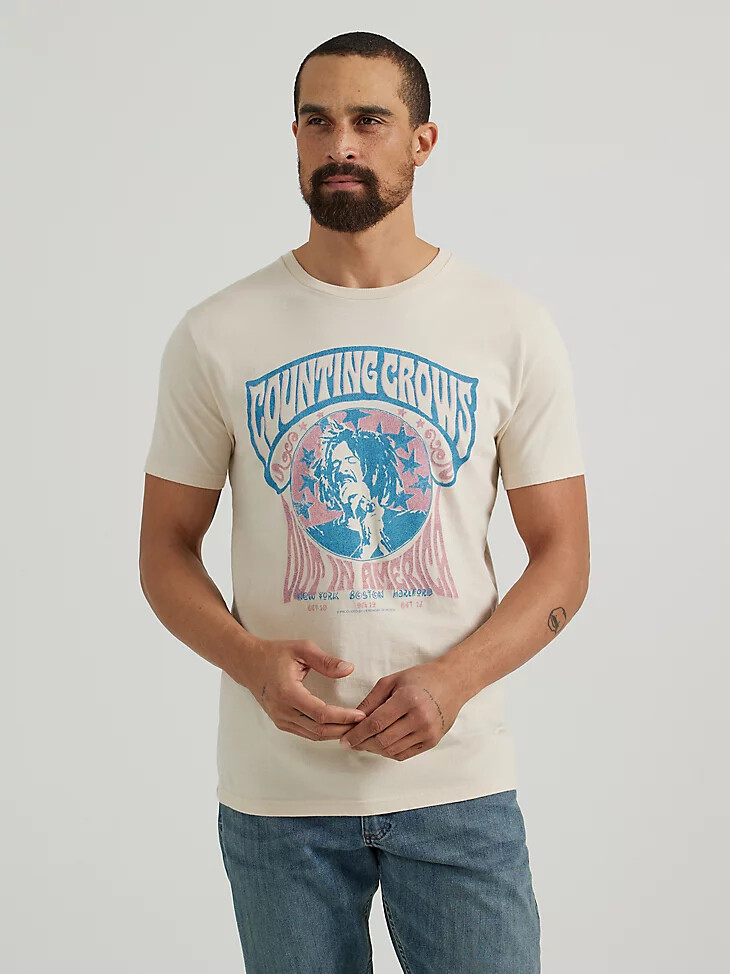 camiseta gráfica counting crows para hombre color avena