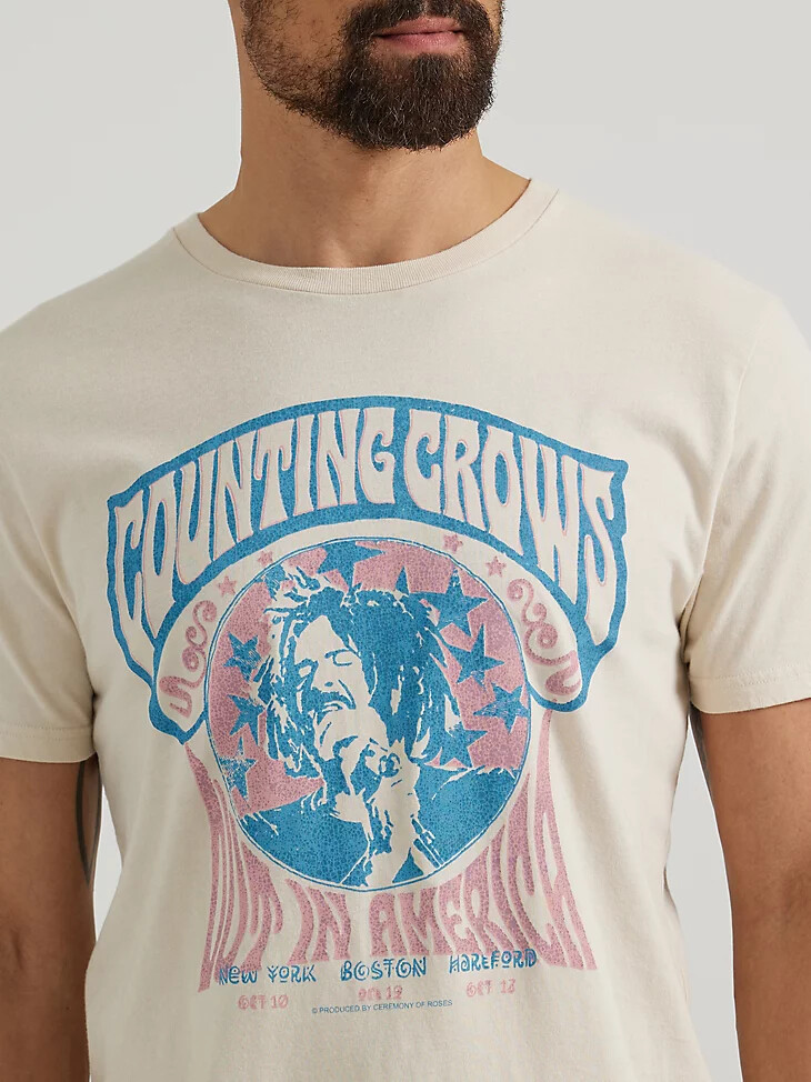 camiseta gráfica counting crows para hombre color avena