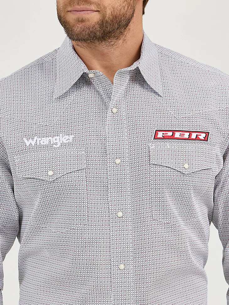camisa vaquera de manga larga con estampado del logotipo wrangler pbr para hombre cloudy diamonds