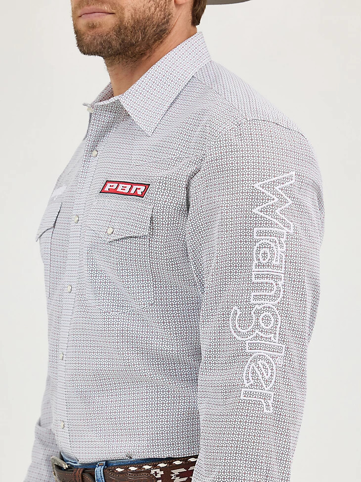 camisa vaquera de manga larga con estampado del logotipo wrangler pbr para hombre cloudy diamonds