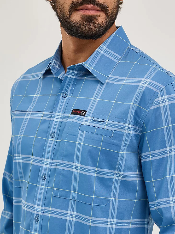 camisa a cuadros wrangler atg para hombre hike to fish mangosteen