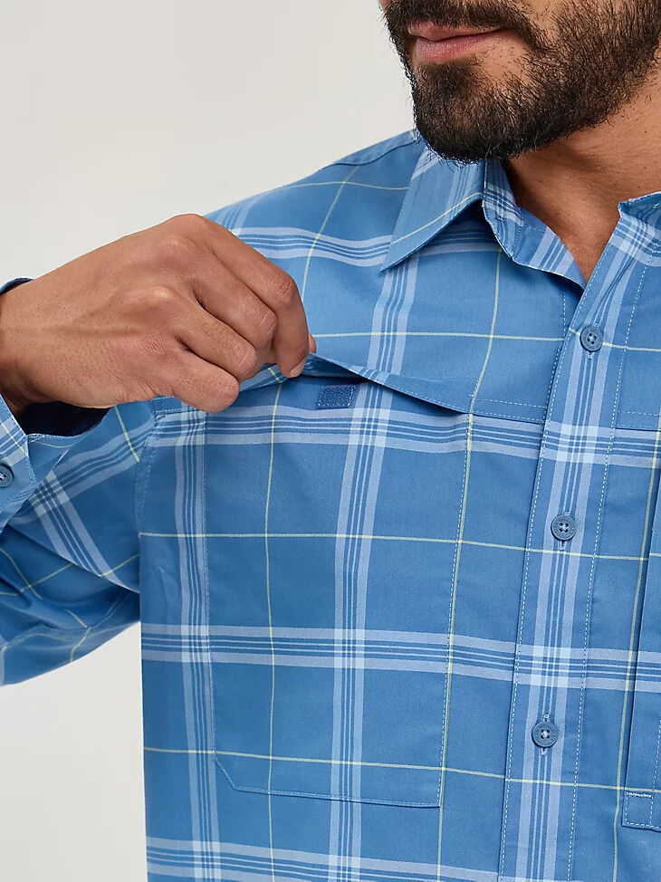 camisa a cuadros wrangler atg para hombre hike to fish mangosteen
