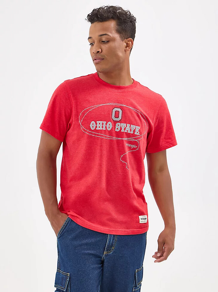 camiseta wrangler collegiate barb wire para hombre ohio state