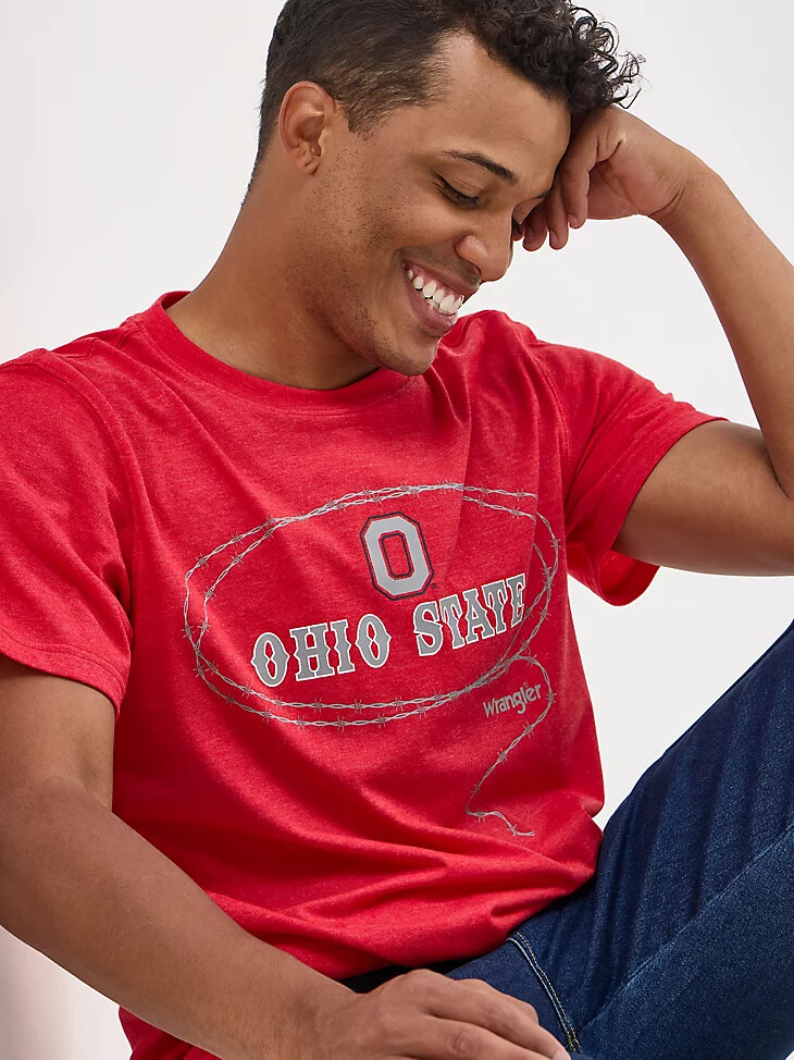 camiseta wrangler collegiate barb wire para hombre ohio state
