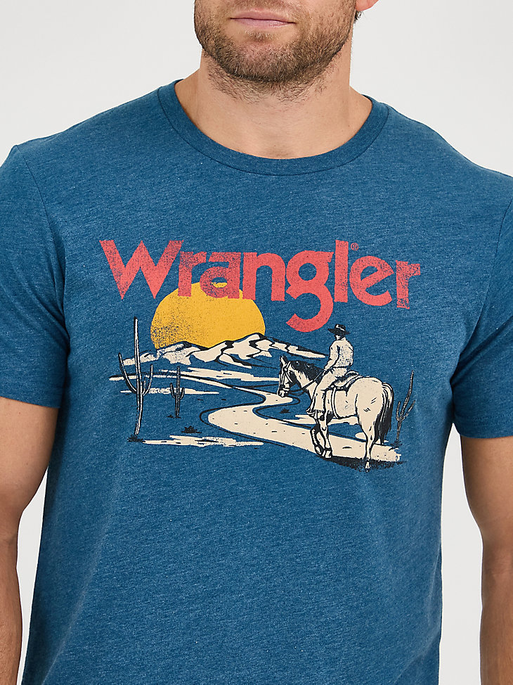 camiseta gráfica de vaquero del desierto para hombre navy road