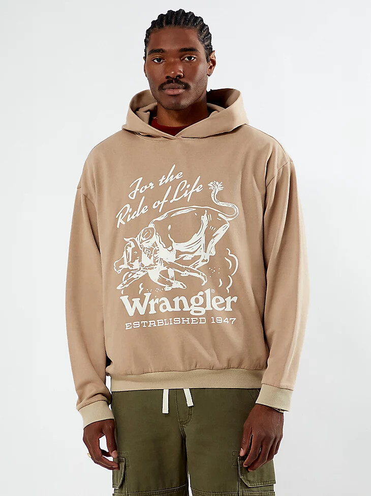 sudadera con capucha gráfica wrangler x pacsun para hombre dune