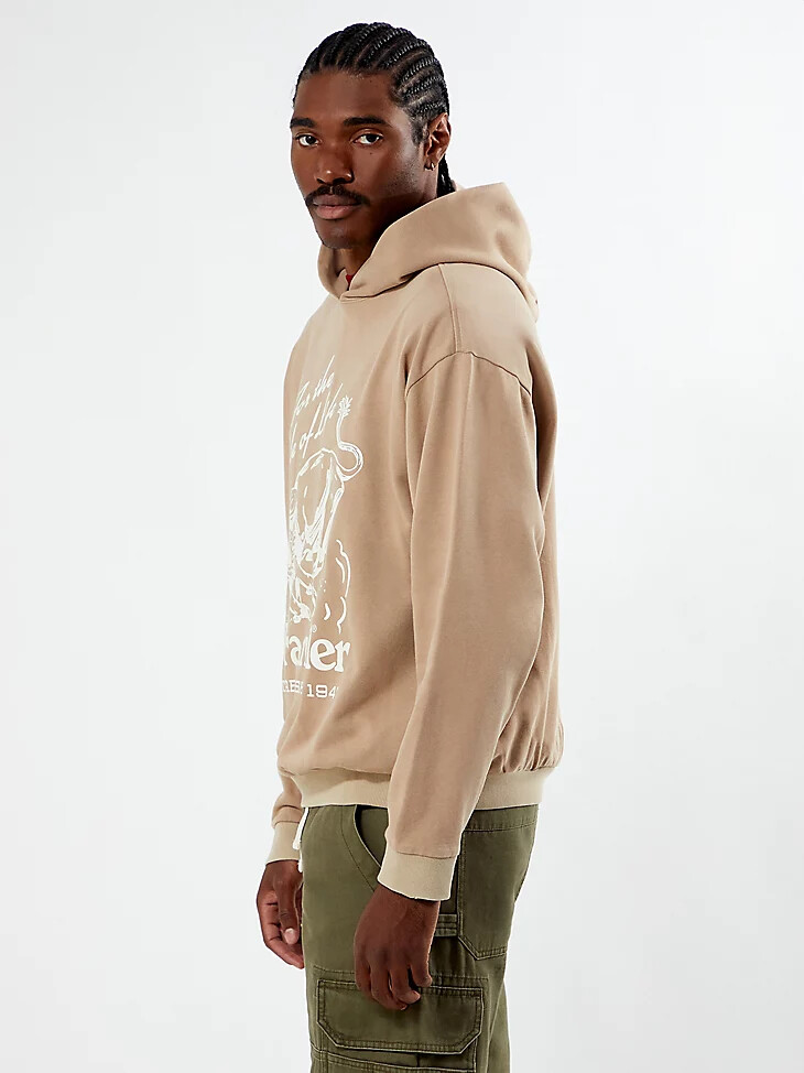 sudadera con capucha gráfica wrangler x pacsun para hombre dune
