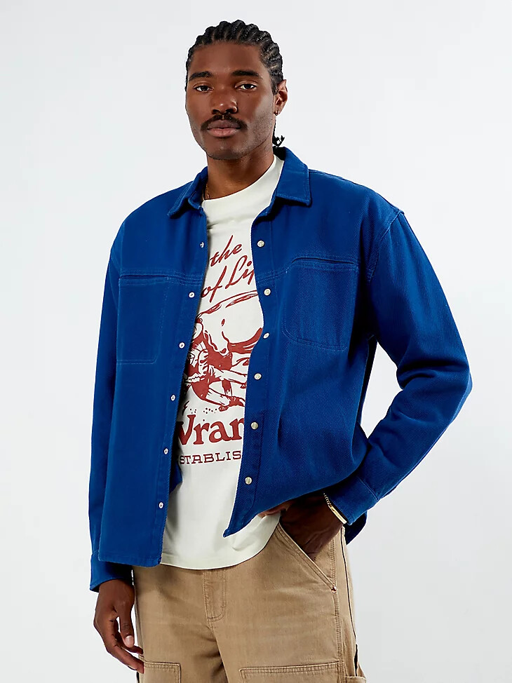 camisa de sarga wrangler x pacsun para hombre azul delft