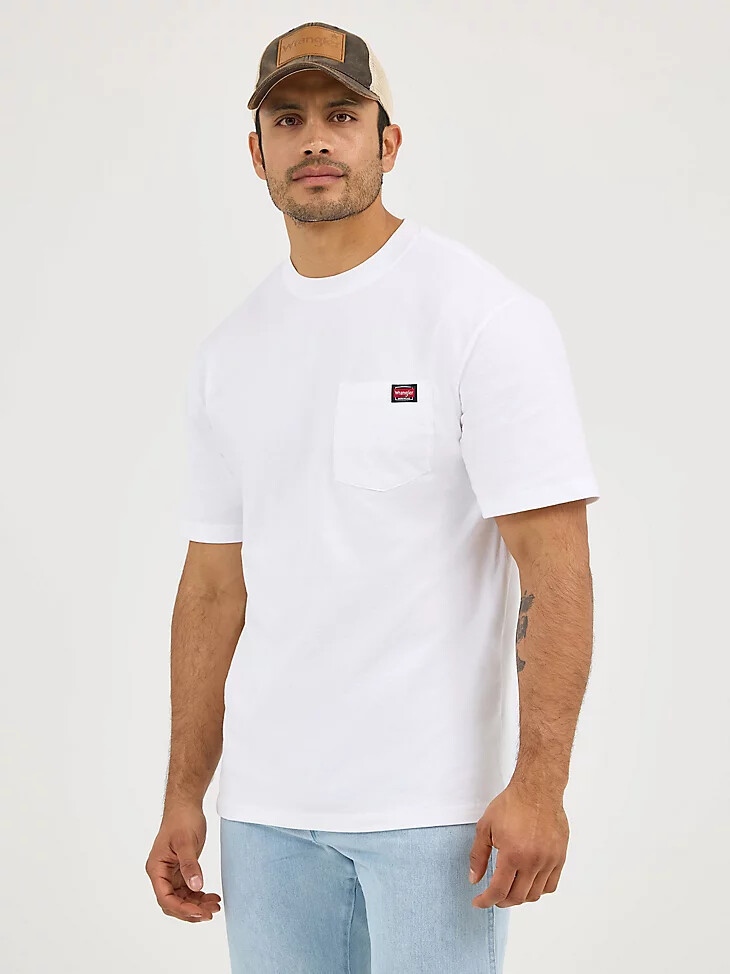 camiseta de trabajo con bolsillo para hombre blanca