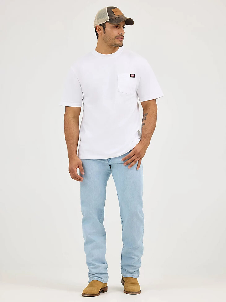 camiseta de trabajo con bolsillo para hombre blanca