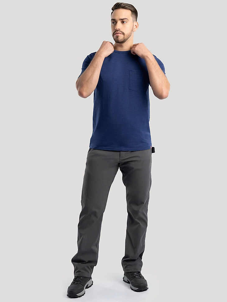 camiseta de punto flameado con bolsillo para hombre color azul marino