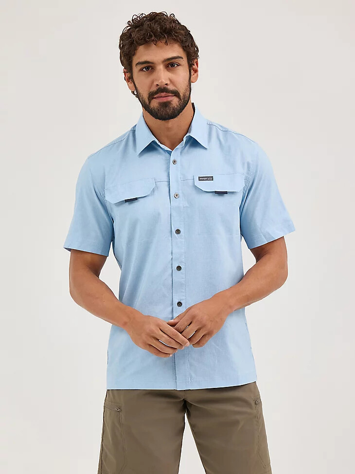camisa de manga corta de senderismo para hombre cerulean