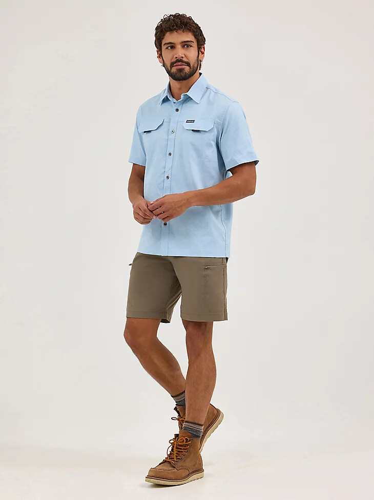 camisa de manga corta de senderismo para hombre cerulean