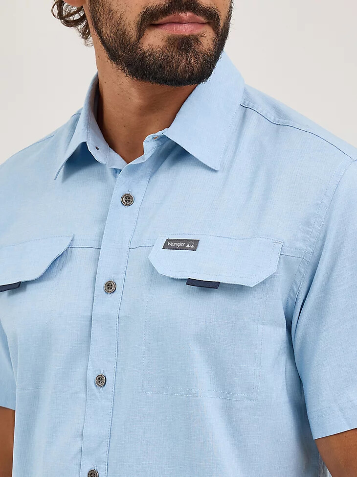 camisa de manga corta de senderismo para hombre cerulean