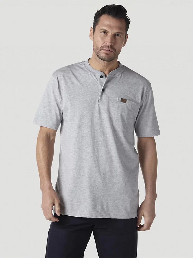 wrangler riggs workwear camiseta de manga corta henley ash heather