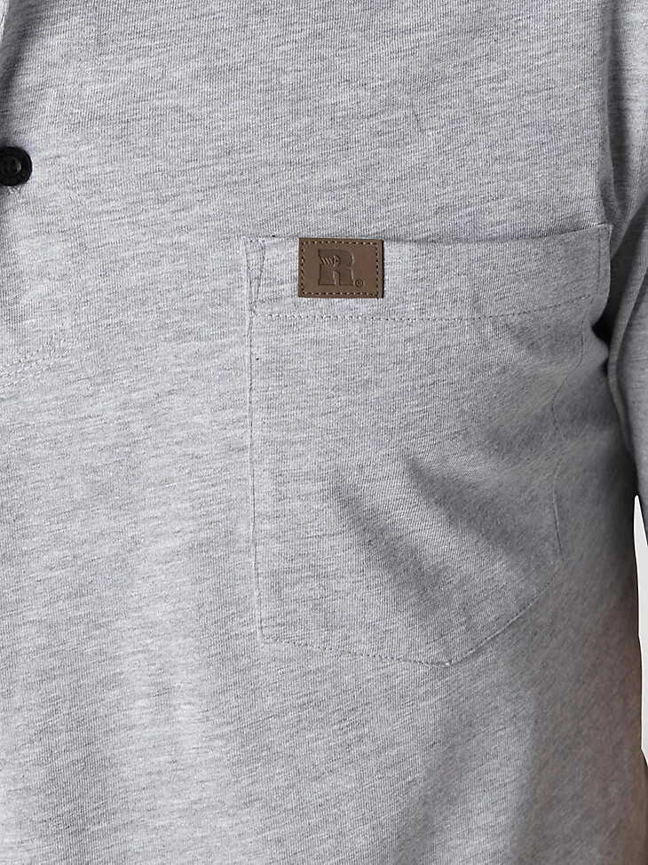 wrangler riggs workwear camiseta de manga corta henley ash heather