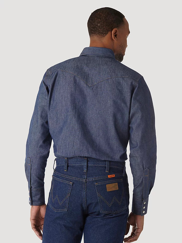 camisa de trabajo vaquera de manga larga resistente al fuego wrangler fr