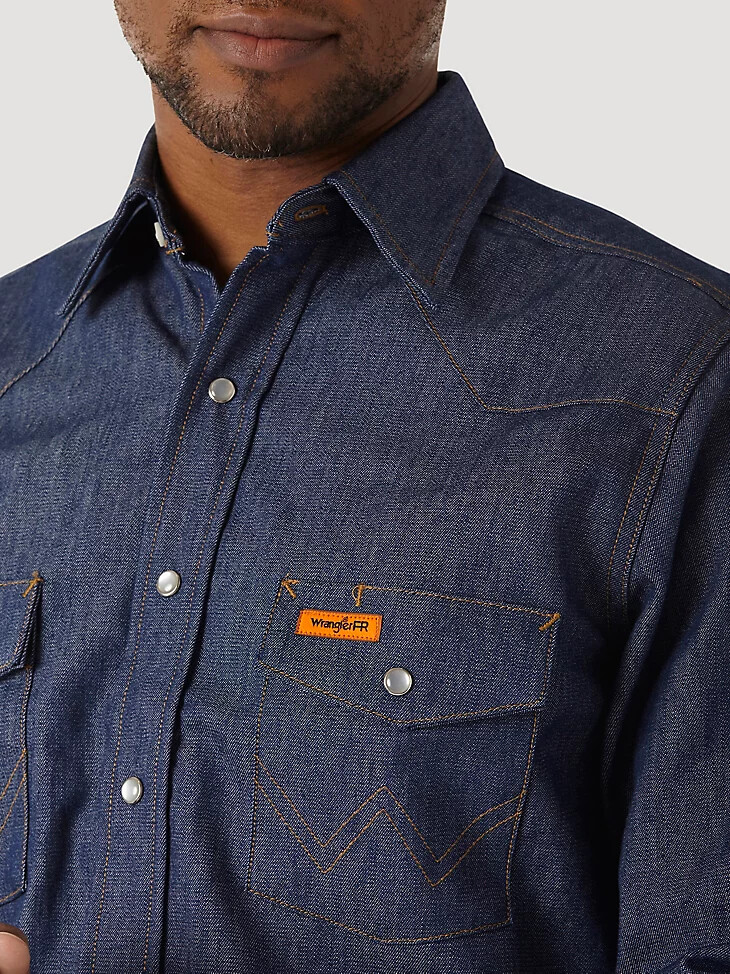 camisa de trabajo vaquera de manga larga resistente al fuego wrangler fr