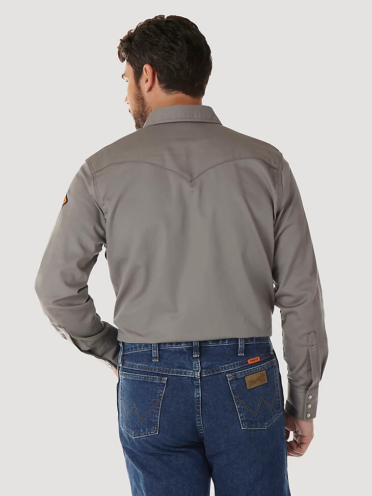 wrangler fr chaqueta de manga larga resistente al fuego color sólido - carbón vegetal