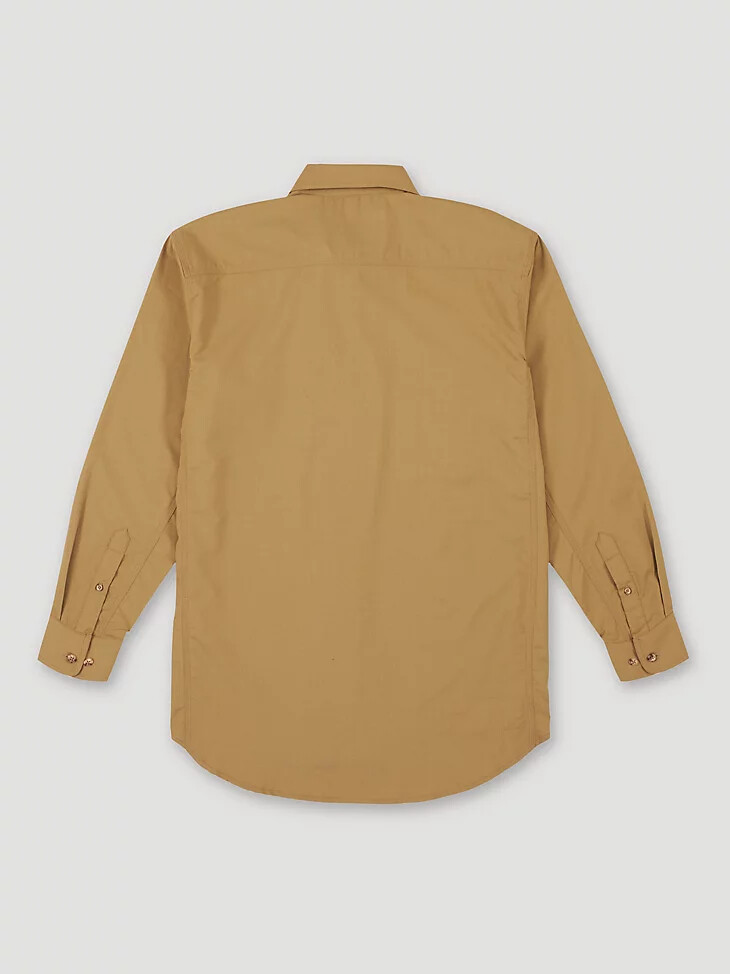 camisa de trabajo wrangler fr riggs twill lisa resistente a las llamas color caqui