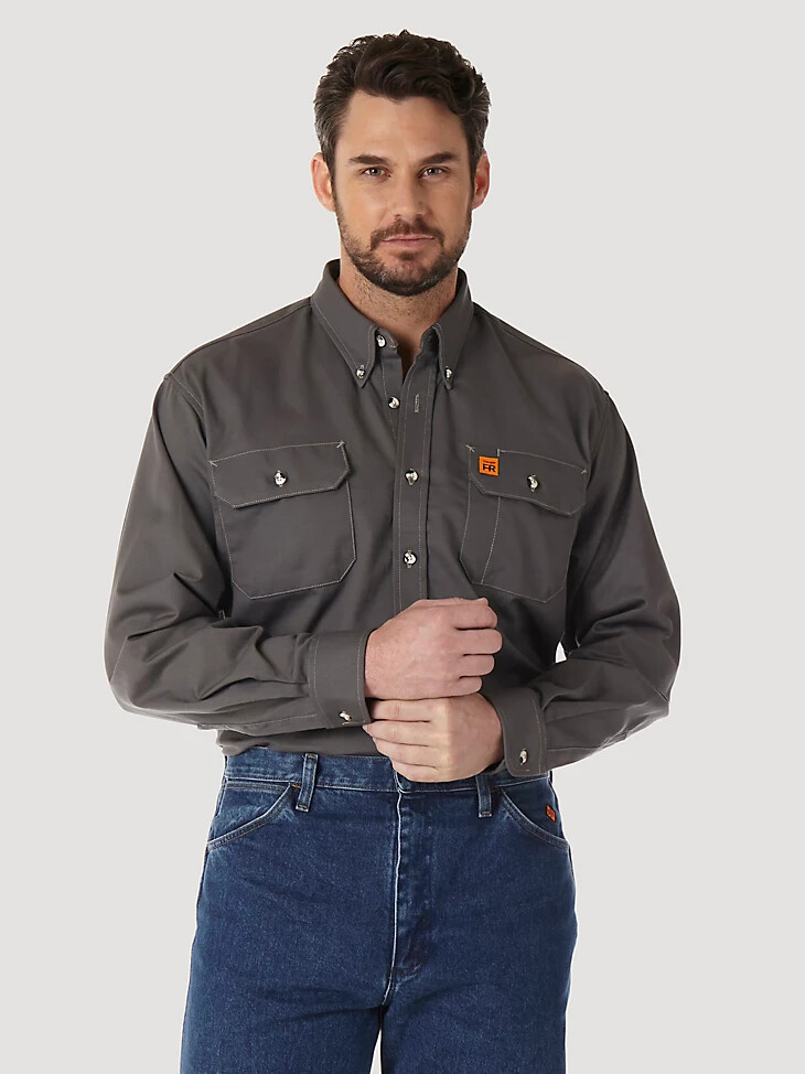 camisa de trabajo wrangler fr riggs ignífuga gris pizarra