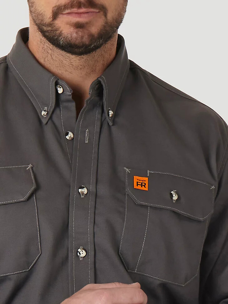camisa de trabajo wrangler fr riggs ignífuga gris pizarra