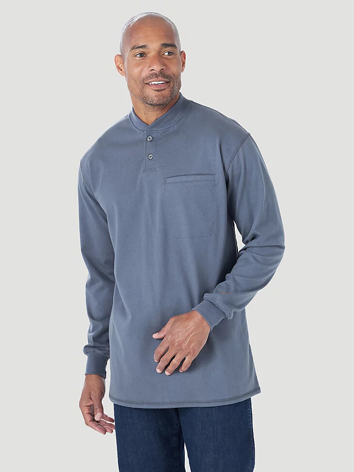 wrangler fr - camiseta ligera de manga larga resistente al fuego estilo henley castle rock