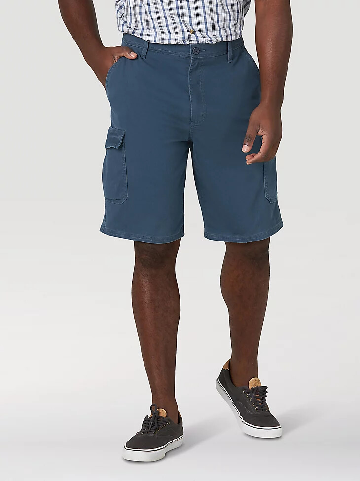 pantalón corto cargo de sarga flexible para hombre azul marino medianoche