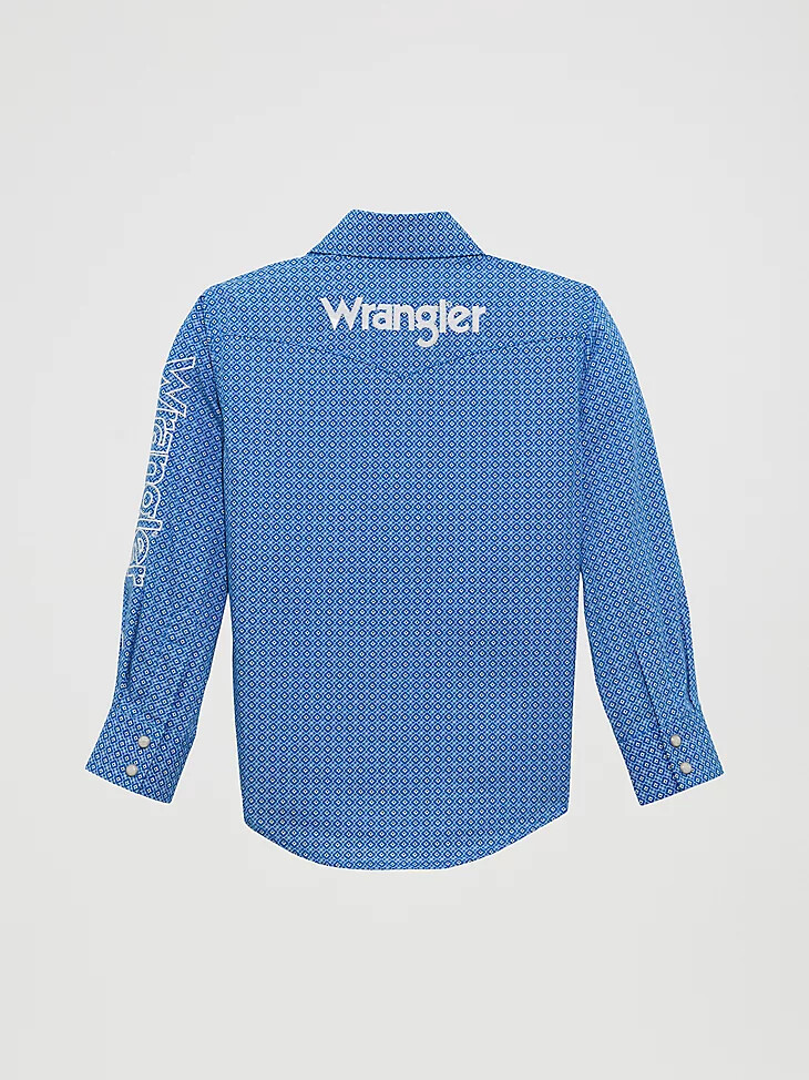 camisa vaquera de manga larga con logo wrangler para niño color cerúleo