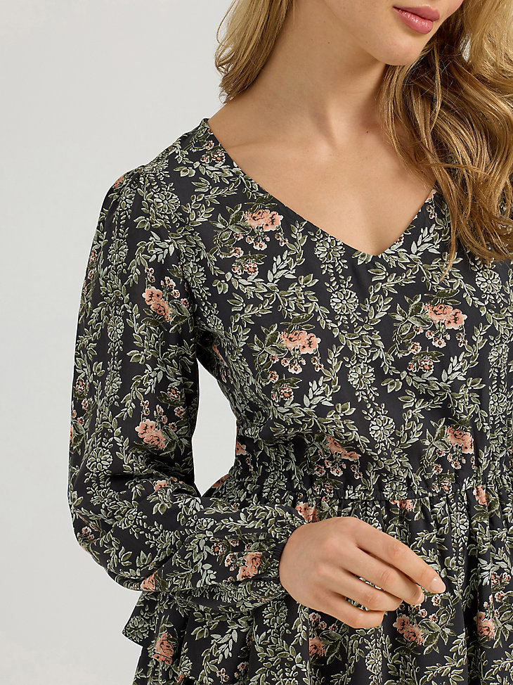vestido wrangler retro vintage de manga larga con capas para mujer color rosa y negro