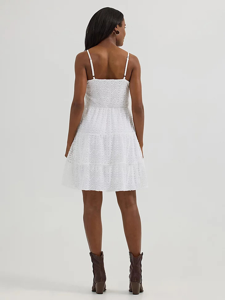 vestido mini texturizado escalonado para mujer blanco