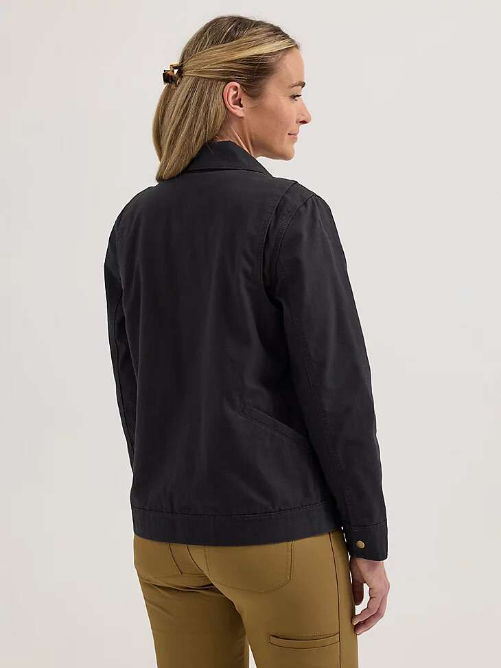 chaqueta de trabajo con forro de franela wrangler riggs workwear para mujer color negro azabache