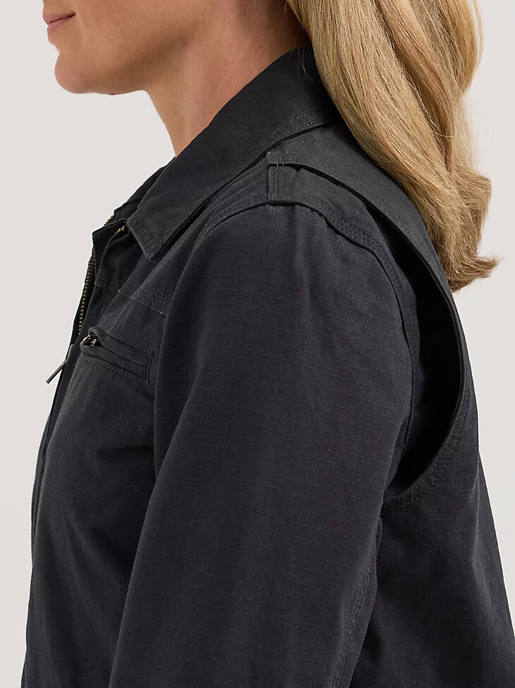 chaqueta de trabajo con forro de franela wrangler riggs workwear para mujer color negro azabache