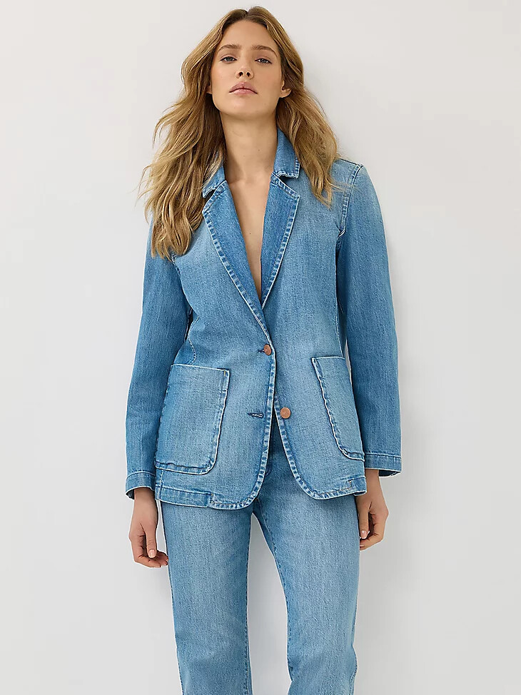 blazer vaquero para mujer azul bebé