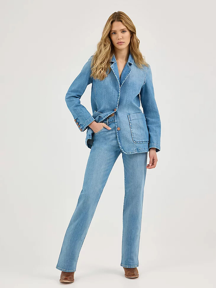 blazer vaquero para mujer azul bebé