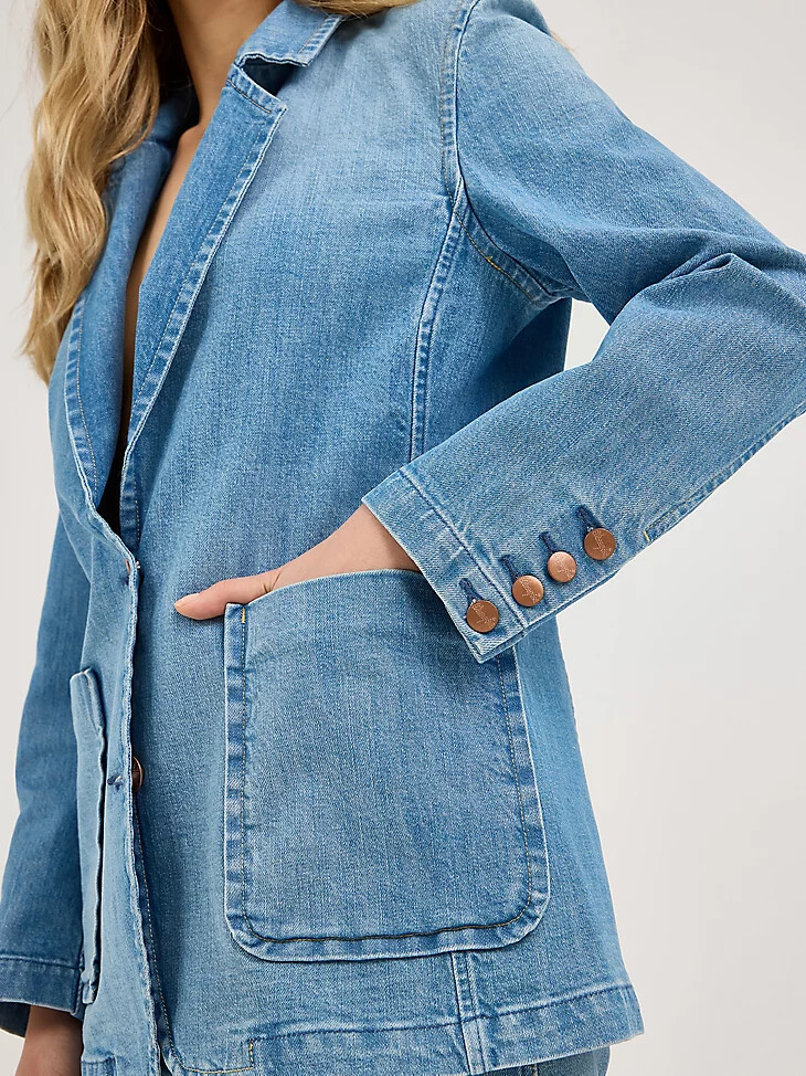 blazer vaquero para mujer azul bebé